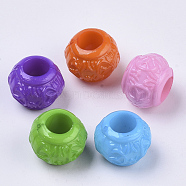 Opaque Acrylic Beads, Large Hole Beads, Textured, Rondelle, Mixed Color, 15x12mm, Hole: 7mm, about 420pcs/500g(SACR-N008-112)