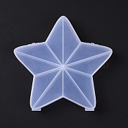 10 Grids Transparent Plastic Box, Star Shaped Bead Containers for Small Jewelry and Beads, WhiteSmoke, 17.3x17.9x2.5cm, Inner Diameter: 2.95x8.6x2.25cm(X-CON-B009-06)