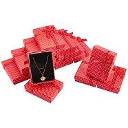 Cardboard Jewelry Set Boxes, Rectangle, with Spoonge, Red, 9x7x2.6cm(CBOX-PH0001-07)