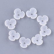 3-Petal Transparent Acrylic Bead Caps, Frosted, Flower, Clear, 9x9.5x3mm, Hole: 1.2mm(X-FACR-T001-01)