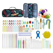 DIY Knitting Kits Storage Bag for Beginners Include Crochet Hooks, Polyester Yarn, Crochet Needle, Stitch Markers, Colorful, Packing: 31x11x9.5cm(PW-WG86539-02)