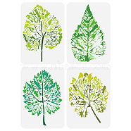 4Pcs 4 Styles PET Hollow Out Drawing Painting Stencils, for DIY Scrapbook, Photo Album, Leaf Pattern, 297x210mm, 1pc/style(DIY-WH0394-0072)