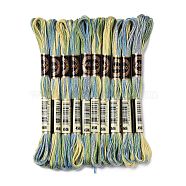 10 Skeins 6-Ply Polyester Embroidery Floss, Cross Stitch Threads, Segment Dyed, Light Sea Green, 0.5mm, about 8.75 Yards(8m)/skein(OCOR-K006-A32)