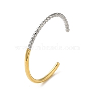 Two Tone 304 Stainless Steel Cuff Bangles, Golden & Stainless Steel Color, Inner Diameter: 2-3/8 inch(5.9cm)(BJEW-Q773-02)