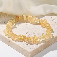 Chips Natural Citrine Beaded Stretch Bracelets, 1-3/4 inch(4.5cm)(X-BJEW-JB01826-08)