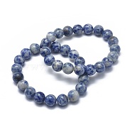 Natural Blue Spot Jasper Bead Stretch Bracelets, Round, 2-1/8 inch~2-3/8 inch(5.5~6cm), Bead: 8mm(BJEW-K212-B-039)