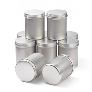 (Defective Closeout Sale: Surface Scratches) Column Aluminium Tin Cans, Aluminium Jar, Storage Containers for Cosmetic, Candles, Candies, with Screw Top Lid, Platinum, 7.05x8.6cm(CON-XCP0001-87)