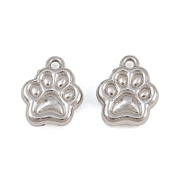 304 Stainless Steel Charms, Paw Print Charms, Stainless Steel Color, 12x10.5x3mm, Hole: 1.2mm(SA-CBA9E6A-07P)