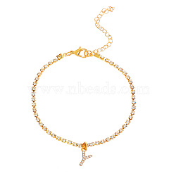 Fashionable and Creative Rhinestone Anklet Bracelets, English Letter Y Hip-hop Creative Beach Anklet for Women, Golden(DA6716-25)