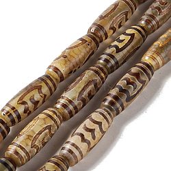 Tibetan Style dZi Beads Strands, Natural & Dyed Agate Beads, Rice, Roc/Peng Pattern, 28.5~30x10mm, Hole: 2.5mm, about 10pcs/strand, 11.81''(30cm)(G-A024-01Y)