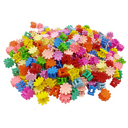 Kids Hair Accessories, Spray Painted Acrylic Claw Hair Clips, Frosted, Flower, Mixed Color, 18x18mm(OHAR-S197-048)