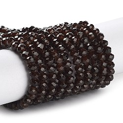 Baking Paint Imitation Jade Glass Bead Strands, Faceted Rondelle, Coconut Brown, 4x3mm, Hole: 0.8~1mm, about 105~110pcs/strand, 38~39cm(DGLA-A034-J4MM-A11)