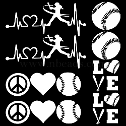 8 Sheets 4 Style Heart & Tennis Pattern Laser Style PET Waterproof Self-Adhesive Stickers, Decals for Car, Motocycle Decor, Silver, 106~174x52~95x0.1mm, 2 Sheets/style(STIC-GF0001-02B)
