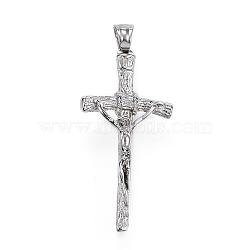 304 Stainless Steel Pendants, For Easter, Crucifix Cross, Stainless Steel Color, 44x21x6mm, Hole: 4x6mm(STAS-G093-33P)