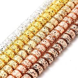 Electroplated Natural Lava Rock Beads Strands, Column, Mixed Color, 6x8.5mm, Hole: 1mm, about 64~66pcs/strand, 15.16~15.35 inch(38.5~39.7cm)(G-G984-12)