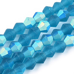 Imitate Austrian Crystal Bicone Frosted Glass Beads Strands, Grade AA, Faceted, Steel Blue, 2x2.5mm, Hole: 0.7mm, about 162~185pcs/strand, 12.76~14.61(32.4cm~37.1)(GLAA-F029-TM2mm-A01)