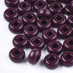 Opaque Acrylic European Beads, Large Hole Beads, Rondelle, Dark Red, 13x7mm, Hole: 5mm(X-SACR-T344-06D)
