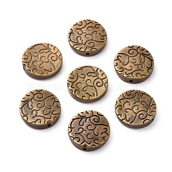 CCB Plastic Beads, Flat Round, Antique Bronze, 19.5x5mm, Hole: 1.5mm(CCB-G006-177AB)