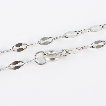 304 Stainless Steel Chain Necklaces, with Spring Ring Clasps, Stainless Steel Color, 17.3 inch(43.9cm), 2mm