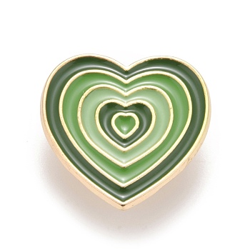 Heart Enamel Pin, Creative Alloy Badge for Backpack Clothes, Golden, Green, 24x23x1.5mm