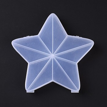 10 Grids Transparent Plastic Box, Star Shaped Bead Containers for Small Jewelry and Beads, WhiteSmoke, 17.3x17.9x2.5cm, Inner Diameter: 2.95x8.6x2.25cm