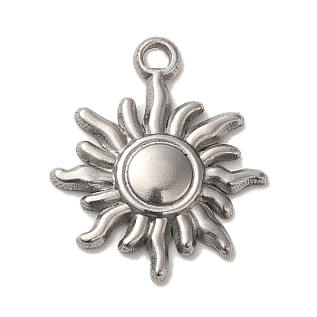 304 Stainless Steel Pendants, Sun Charms, Stainless Steel Color, 20x17x2mm, Hole: 1.8mm