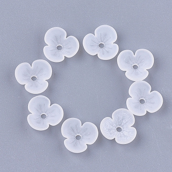 3-Petal Transparent Acrylic Bead Caps, Frosted, Flower, Clear, 9x9.5x3mm, Hole: 1.2mm