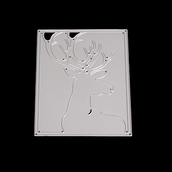 Frame Metal Cutting Dies Stencils, for DIY Scrapbooking/Photo Album, Decorative Embossing DIY Paper Card, Christmas Reindeer/Stag, Matte Platinum Color, 12.8x9.5cm