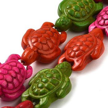 Dyed Synthetic Turquoise Beads Strands, Sea Turtle, Colorful, 29x19.5x11.5mm, Hole: 1.8mm, about 12 strands/1000g