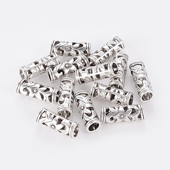 Tibetan Style Hollow Tube Beads, Cadmium Free & Nickel Free & Lead Free, Antique Silver, 23x8mm, Hole: 5mm