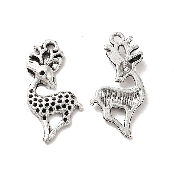 Tibetan Style Alloy Pendant Rhinestone Settings, Deer, Nickel, Antique Silver, Fit for 0.9mm Rhinestone, 28.5x15.5x3mm, Hole: 2mm, about 333pcs/500g