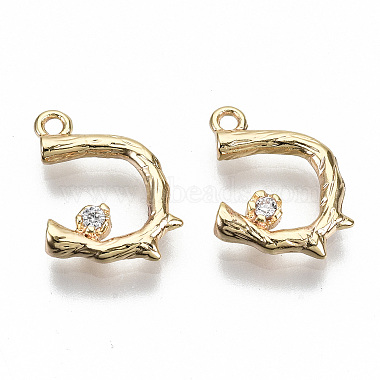 Real 18K Gold Plated Clear Branch Brass+Cubic Zirconia Charms