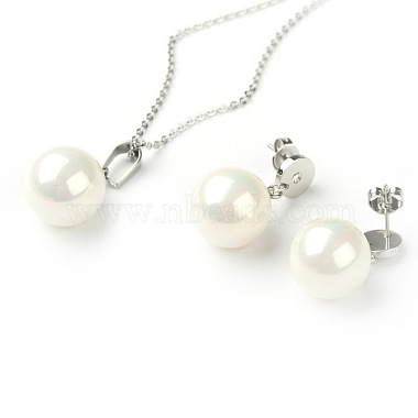 Stainless Steel+Shell Stud Earrings & Necklaces