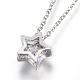 304 Stainless Steel Brass Cubic Zirconia Pendant Necklaces(X-NJEW-O108-13P)-2