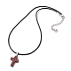 Natural Mahogany Obsidian Cross Pendant Necklaces(NJEW-JN04624-01)-3
