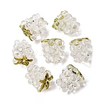 Handmade Lampwork Beads, Raspberry, Clear, 12.5x10~12mm, Hole: 1.6mm(LAMP-A008-03-04)
