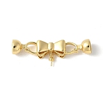 Brass Fold Over Clasps, Lead Free & Cadmium Free, Long-Lasting Plated, Rack Plating, Butterfly, Real 18K Gold Plated, 38.5mm(KK-M320-02G)