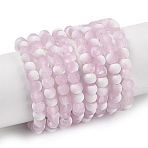 Frosted Crackle Glass Beads, Rondelle, Pink, 4.5x3.5mm, Hole: 0.8mm(X1-GLAA-U001-4mm-M03)