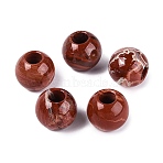 Natural Red Jasper Beads, Smooth Rondelle, Large Hole Beads, 20~20.5x17~18mm, Hole: 7.5~8.5mm(G-Q608-05N)