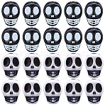 200Pcs 2 Styles Halloween Resin Beads, Skull with Opaque Acrylic Beads, Mixed Color, 9.5~10x7.5~8x8~9mm, Hole: 1.8mm, 200pcs/style(FIND-SC0011-66)