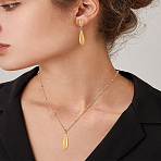 Teardrop Stainless Steel Jewerly Sets. Including Pendant Necklace and Stud Earring, Golden, 18.50 inch(470mm)(SJEW-LP0001-28)