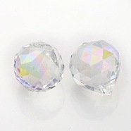 Faceted Round Glass Pendants, Colorful, 23~25x21mm, Hole: 2mm(X-GLAA-O008-G03)