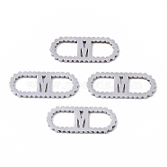 201 Stainless Steel Links Connectors, Laser Cut, Oval with Letter, Stainless Steel Color, Letter.M, 15x6x1mm, Hole: 4x5~7mm(STAS-N091-41M)