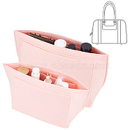 2Pcs 2 Style Felt Bag Organizer Insert, Makeup Storage Bag, Pink, 21~26x13x17~20cm, 1pc/style(AJEW-GO0001-28A)