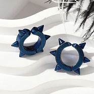 201 Stainless Steel Cuff Earring, Rivet Shape, Ion Plating(IP), Blue, 15x19x4mm(EJEW-C131-07BL)