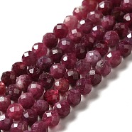 Natural Red Tourmaline Beads Strands, Faceted, Round, Grade AA, 4~4.5mm, Hole: 0.7mm, about 93pcs/strand, 15.16''(38.5cm)(G-I341-14)