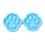 DIY Pendant Silicone Molds, Resin Casting Molds, Clay Craft Mold Tools, Dog Paw Prints, Blue, 42.5x89x4mm, Hole: 1.5mm, Inner Diameter: 36x37.5mm(DIY-P030-16)