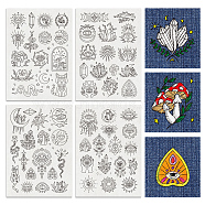 4 Sheets 11.6x8.2 Inch Stick and Stitch Embroidery Patterns, Non-woven Fabrics Water Soluble Embroidery Stabilizers, Mushroom, 297x210mmm(DIY-WH0455-041)