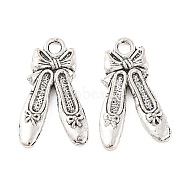 Ballet Shoes Tibetan Style Plating Zinc Alloy Pendants, Antique Silver, 21x12x2mm, Hole: 2mm(TIBEP-N006-04)