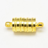 Brass Magnetic Clasps with Loops, Column, Golden, 20x8mm, Hole: 2mm(KK-MC028-G)